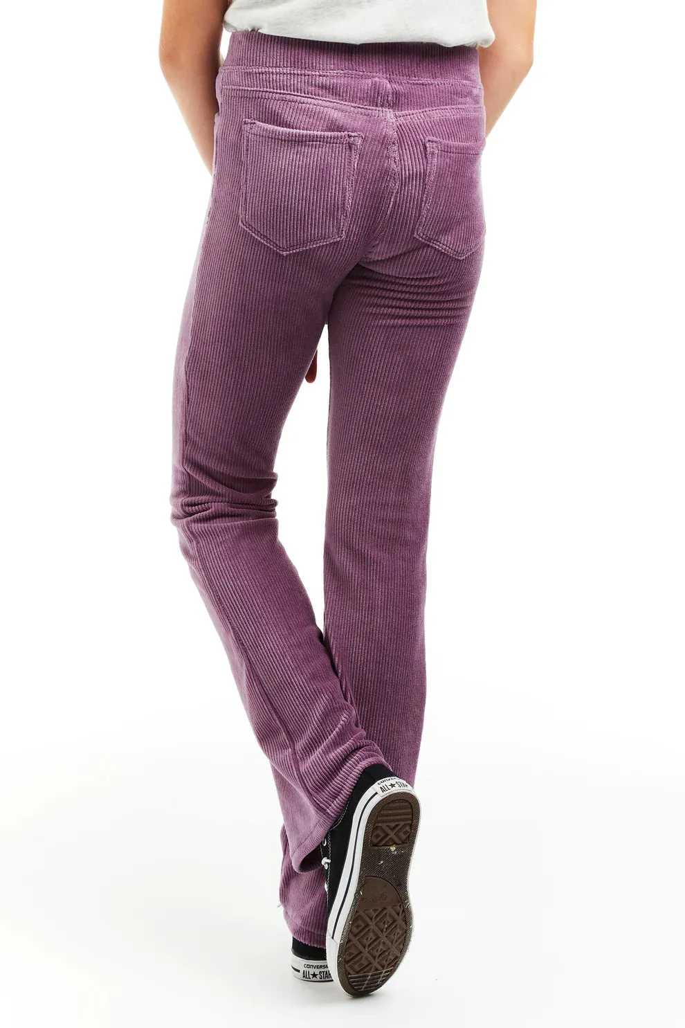 Tractr Pull on Knit Corduroy Flares in Lilac
