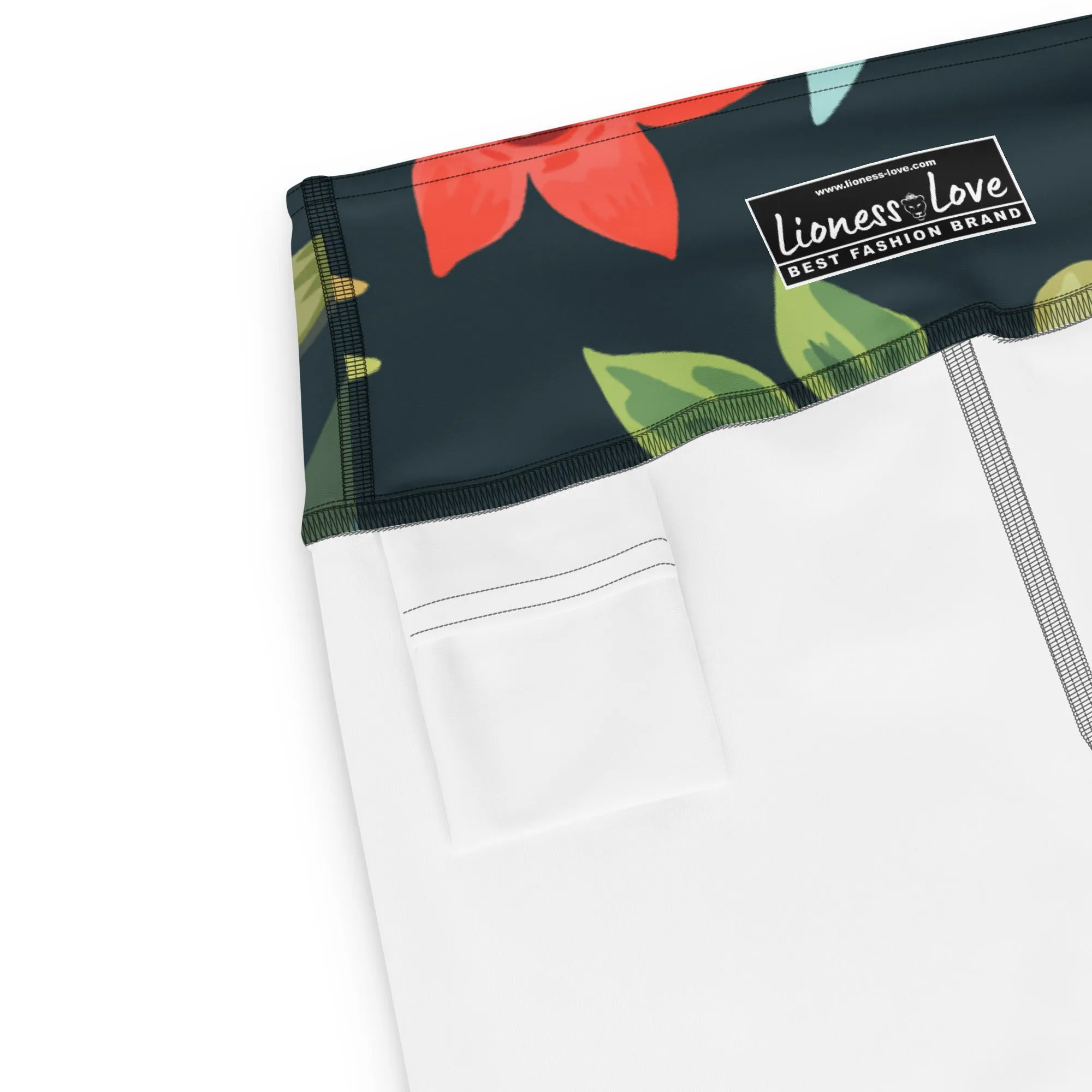 Tropical and Floral Yoga Capri Leggings | Fitness Capri Leggings, lioness-love