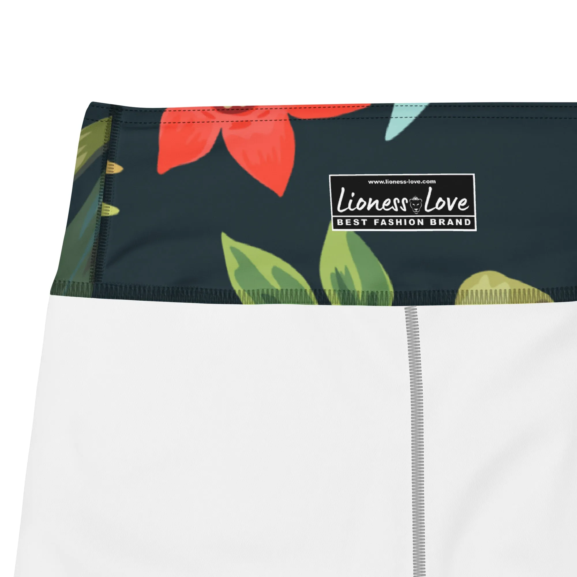 Tropical and Floral Yoga Capri Leggings | Fitness Capri Leggings, lioness-love