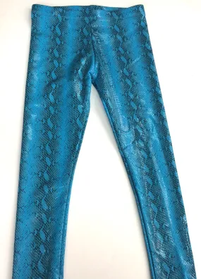 Turquoise Snakeskin Leggins