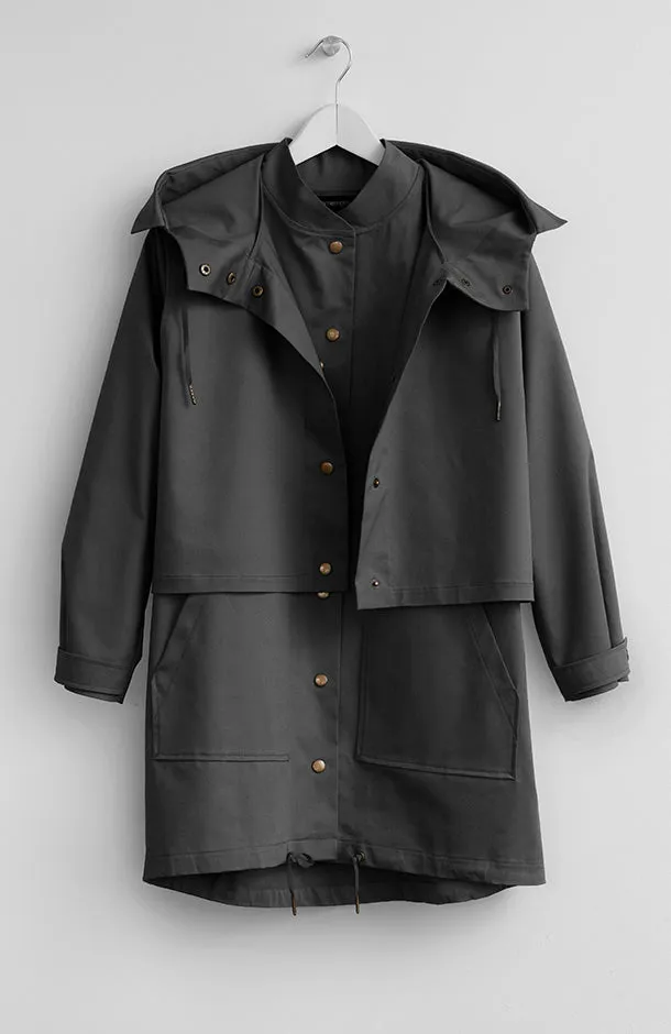 TWO-PIECE BLACK PARKA JACKET