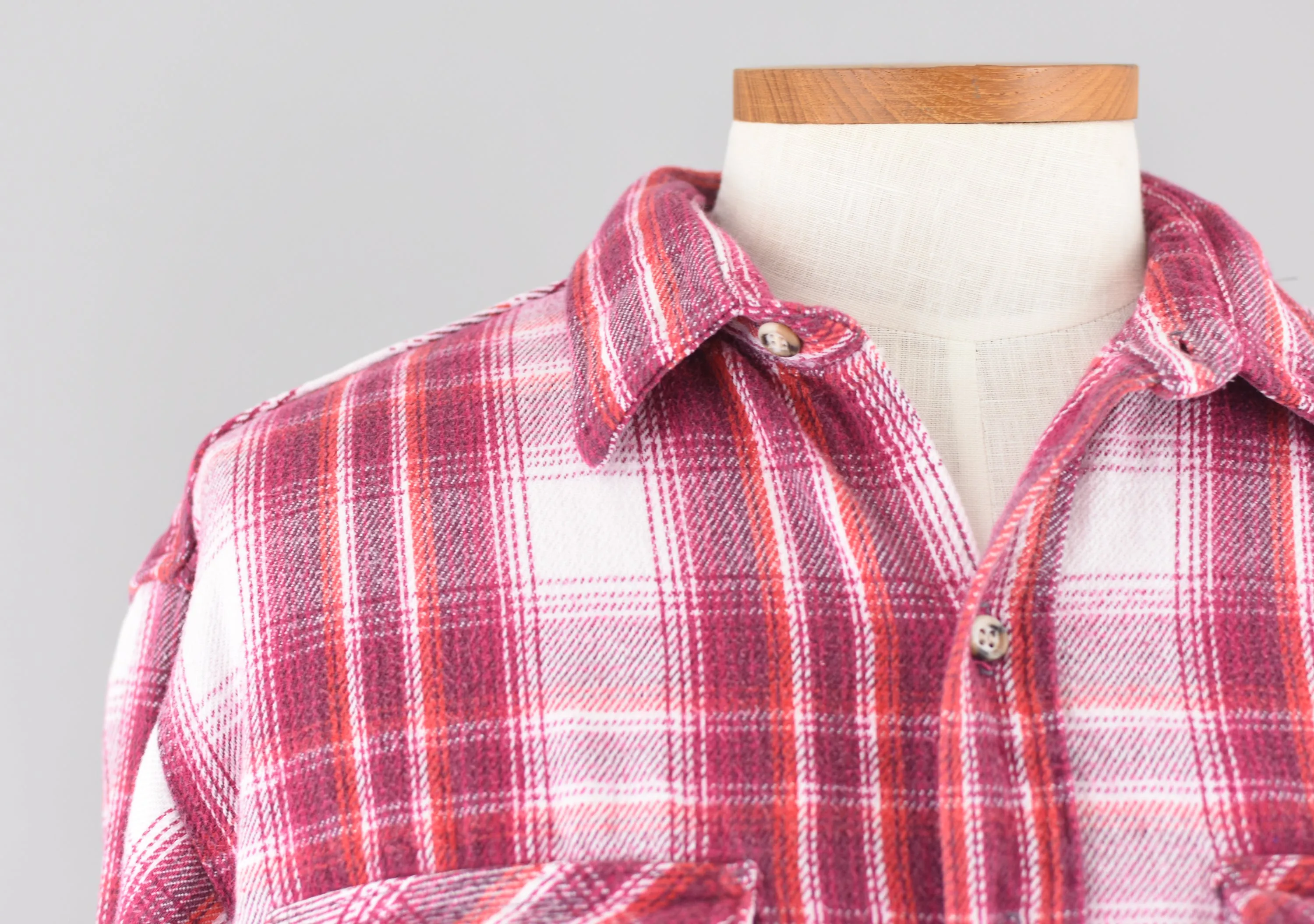 Vintage 80s Red Plaid Button Down Shirt Men's XL - 2XL