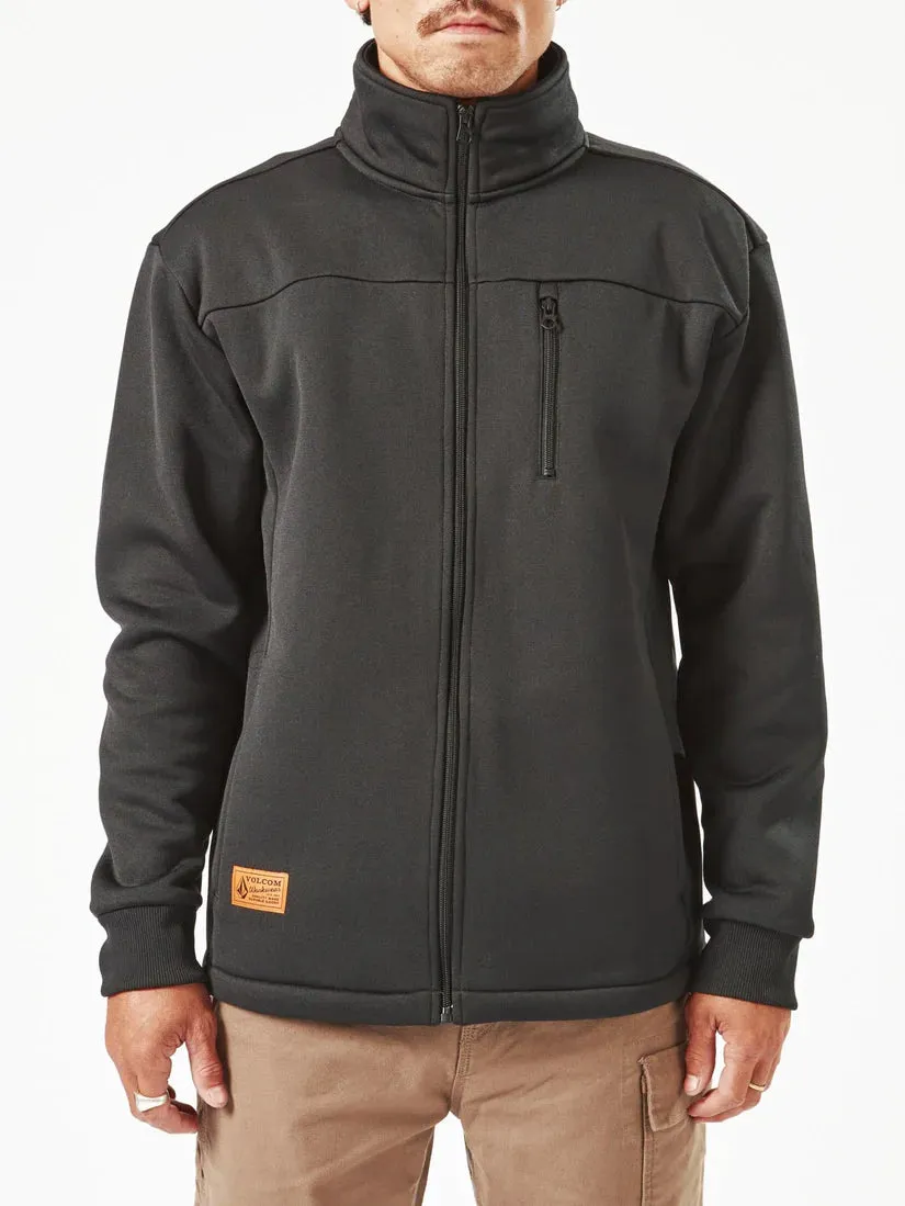 VOLCOM Workwear Bonded Mens Zip Through Fleece - Black