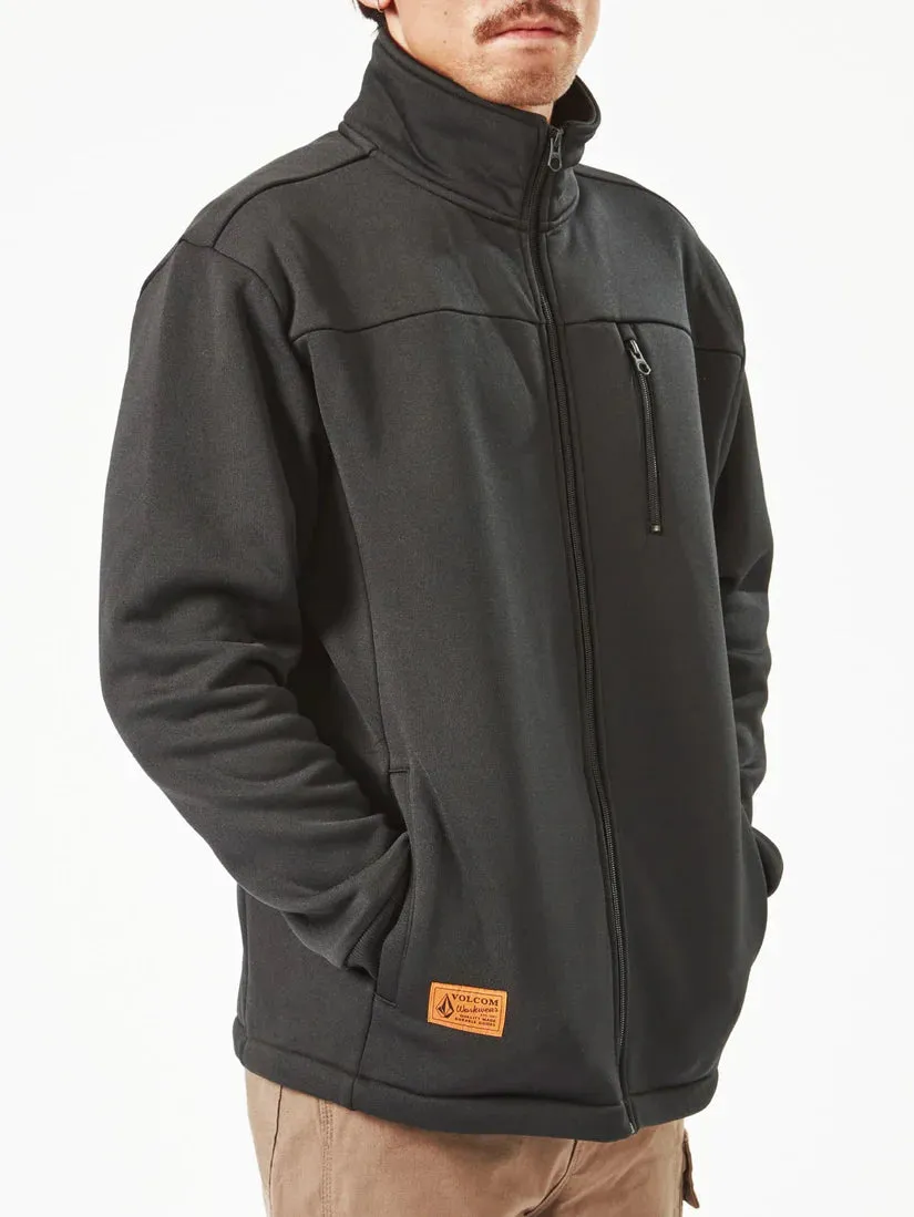VOLCOM Workwear Bonded Mens Zip Through Fleece - Black