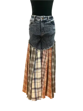 Washed Patchwork Flared Pants