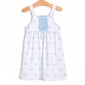 Whale Watch Dress, Blue