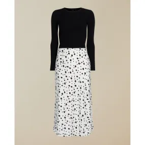 Women Laiyah-Knit Bodice Polka Dot Dress - White