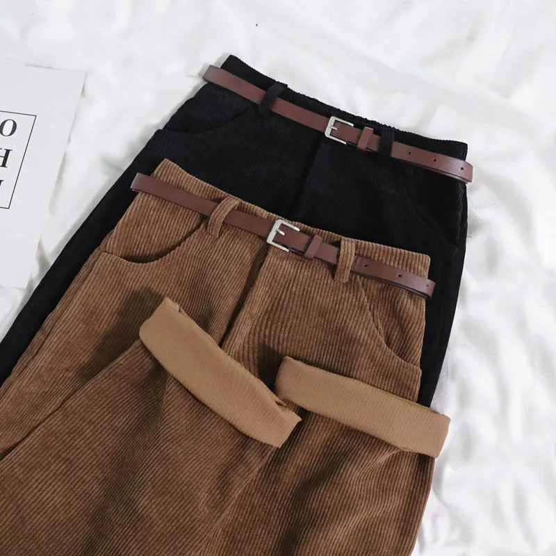Women's High Waisted Corduroy Pants
