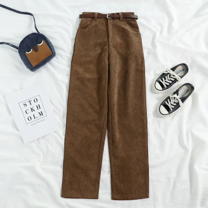 Women's High Waisted Corduroy Pants
