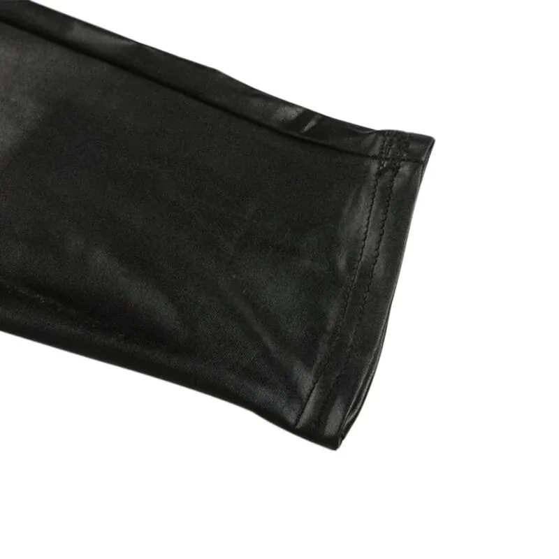 Women's Thin Faux Leather Stretchy Leggins With Back Zipper