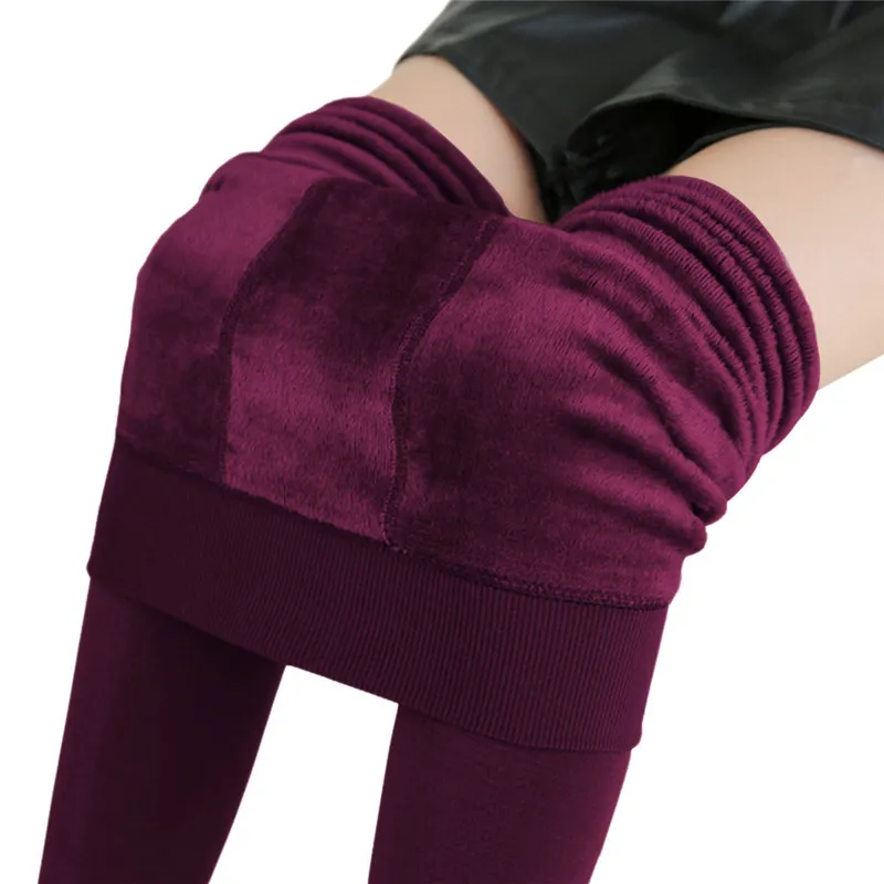 Women's Winter Casual Polyester High-Waist Warm Leggings