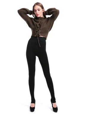 Women's Winter Casual Polyester High-Waist Warm Leggings