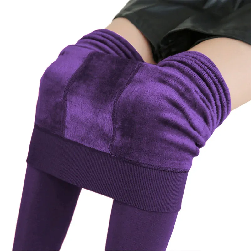 Women's Winter Casual Polyester High-Waist Warm Leggings