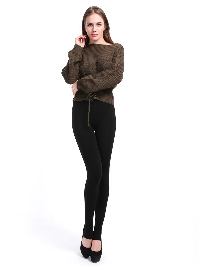 Women's Winter Casual Polyester High-Waist Warm Leggings