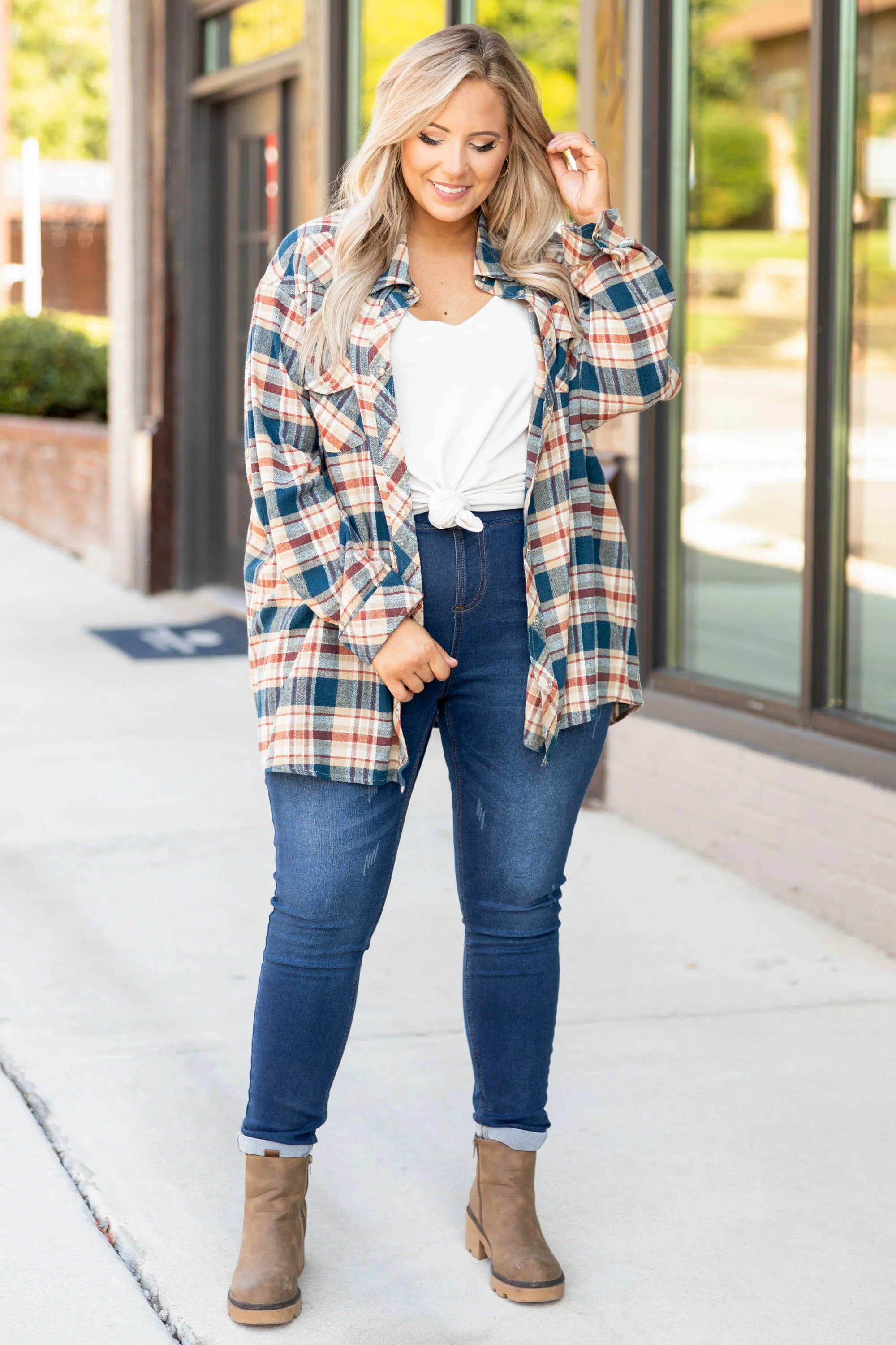 Work Hard Flannel, Multi Navy