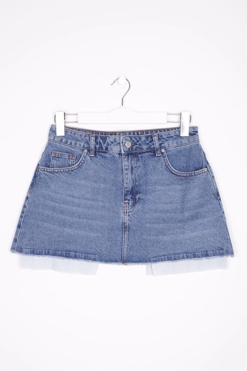 XLJ Denim Short Skirt with Revealed Pocket Liners Mixed - Sutton Coldfield