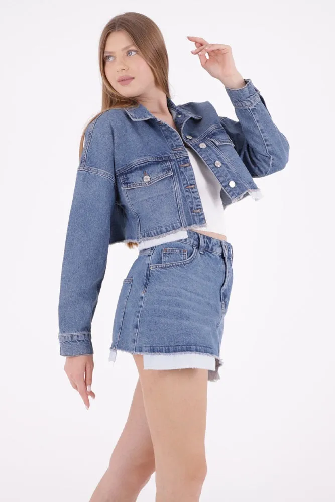 XLJ Denim Short Skirt with Revealed Pocket Liners Mixed - Sutton Coldfield