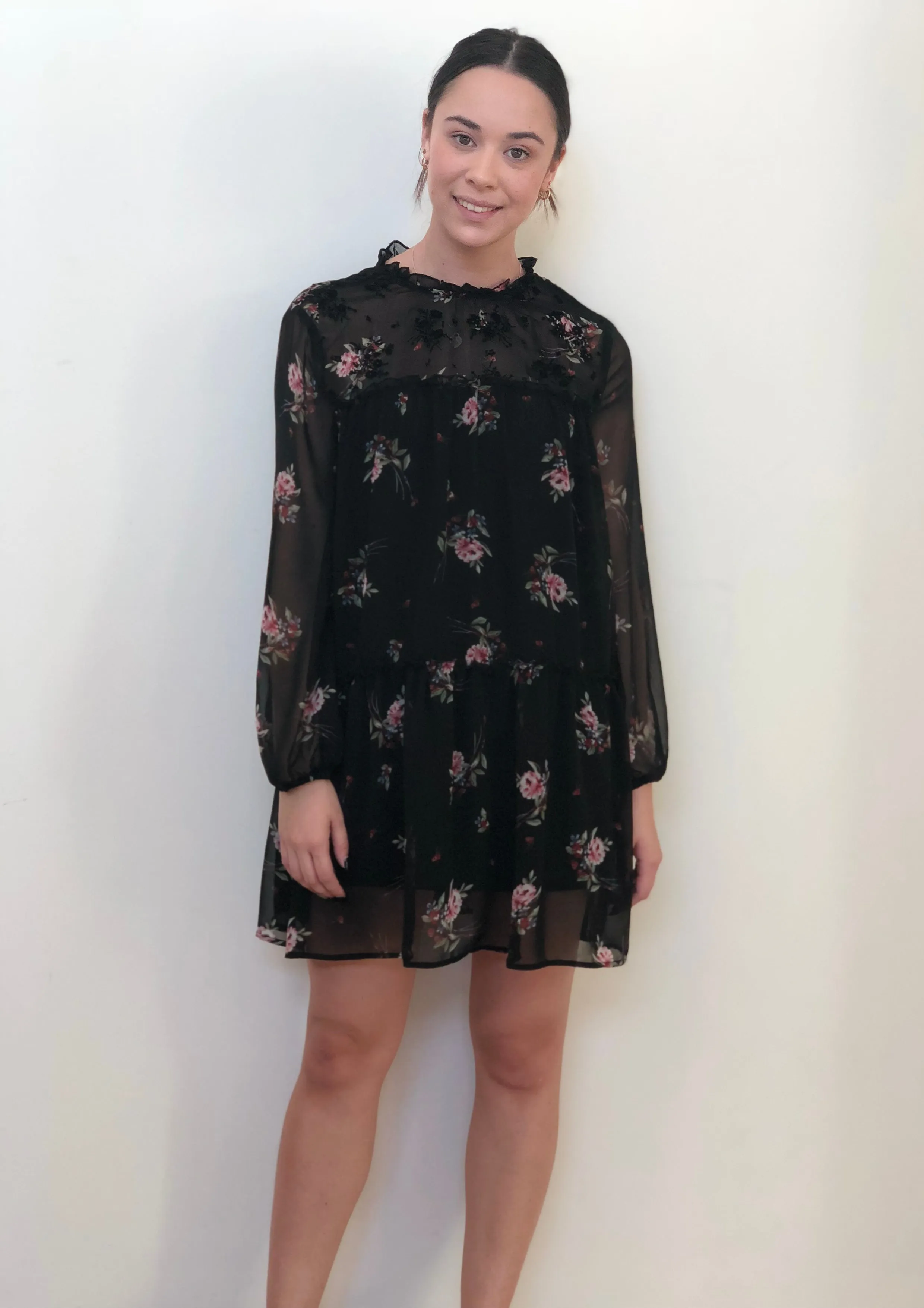 YW17085SS Chiffon Overlay Floral Dress (Pack)
